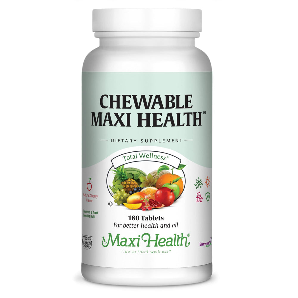 Maxi Health chewable multivitamin for kids, teens, and adults in a jar supporting daily nutrition