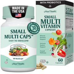 Maxi Health Multivitamin bottle front view with compact daily capsules for wellness.