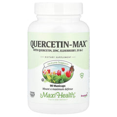 Maxi Health Quercetin 500mg bottle front for daily wellness support.