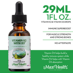 Maxi Health D3 K2 liquid is taste-free and quick to absorb.