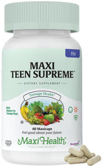 Maxi Health Teen Vitamins for Boys bottle front showing energy-supporting formula