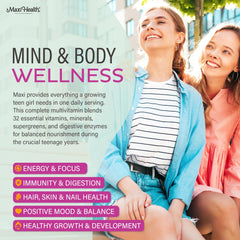 Maxi Health Teen Vitamins bottle with immune-support capsules for teens