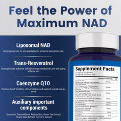 Maximum NAD capsules inside bottle for daily use.