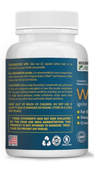 Maximum Slim Nighttime capsules close-up showing vegan, non-GMO formula for restful nights.