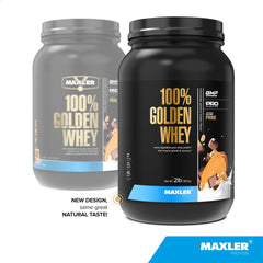 Maxler 100% Golden Whey scoop showing easy-measure servings for daily protein.
