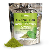 Maxx Herb Nopal powder packaging front highlights purity and vegan formulation for daily fiber