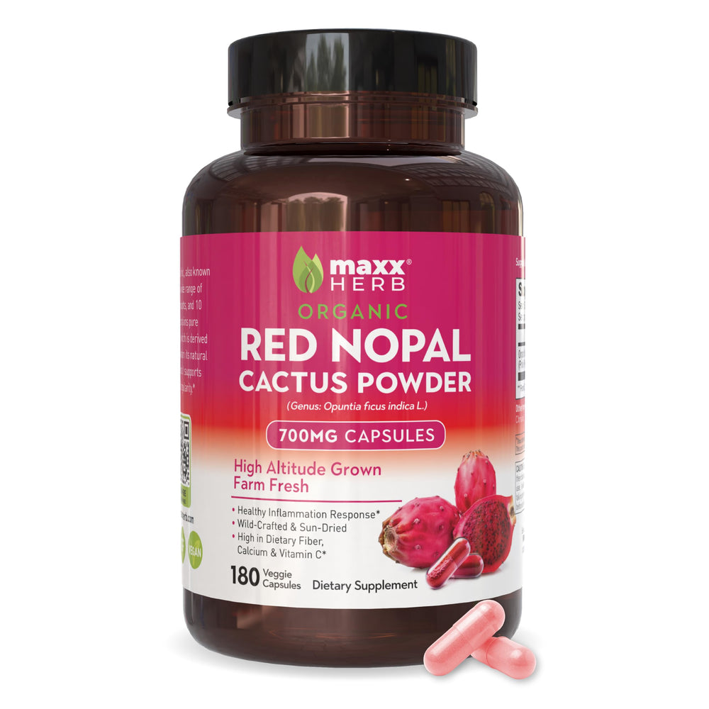 Maxx Herb Red Nopal capsules in bottle for easy daily use