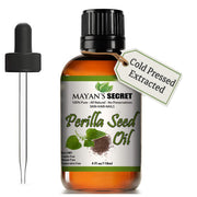 Mayan's Secret Perilla Seed Oil bottle close-up showing purity for skin