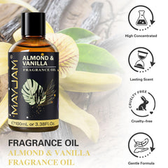 MAYJAM Almond & Vanilla diffuser-ready oil warms living spaces.
