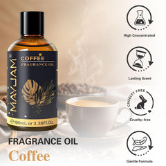 MAYJAM coffee fragrance oil glass dropper for precise diffuser use.