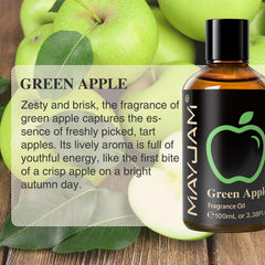 MAYJAM Green Apple amber glass bottle preserves fragrance for extended use.