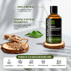 MAYJAM Indian Sandalwood Oil in a diffuser setup for calming ambience.