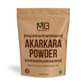 MB Herbals Akarkara root powder bottle ready for traditional hair care blends