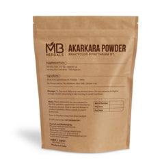 MB Herbals Akarkara root powder packaging highlights versatile use in skincare rituals