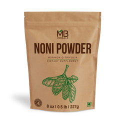 MB Herbals Noni Powder bottle close-up, ideal for smoothies and juices.