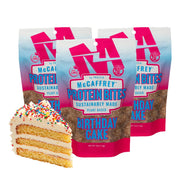 McCaffrey Protein Bites Birthday Cake bag for on-the-go protein boosts.