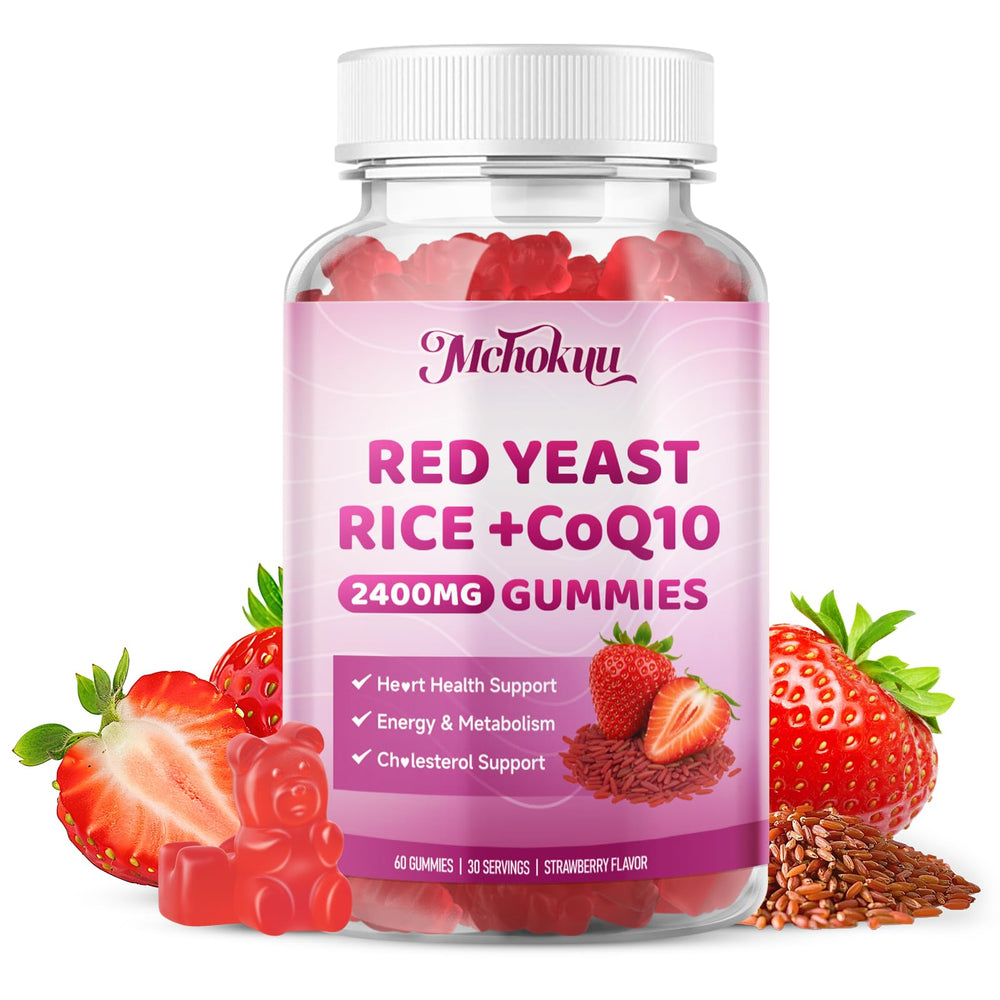Mchokuu red yeast rice gummies bottle-front for heart health support.