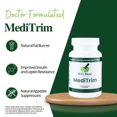 Close-up of MediTrim capsules for easy daily energy and appetite support.