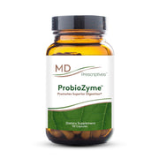 MD Prescriptives ProbioZyme bottle front showing 90 vegetarian capsules for digestive support.
