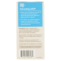 Me + My Gluten Assist capsules ready to support digestion after meals.