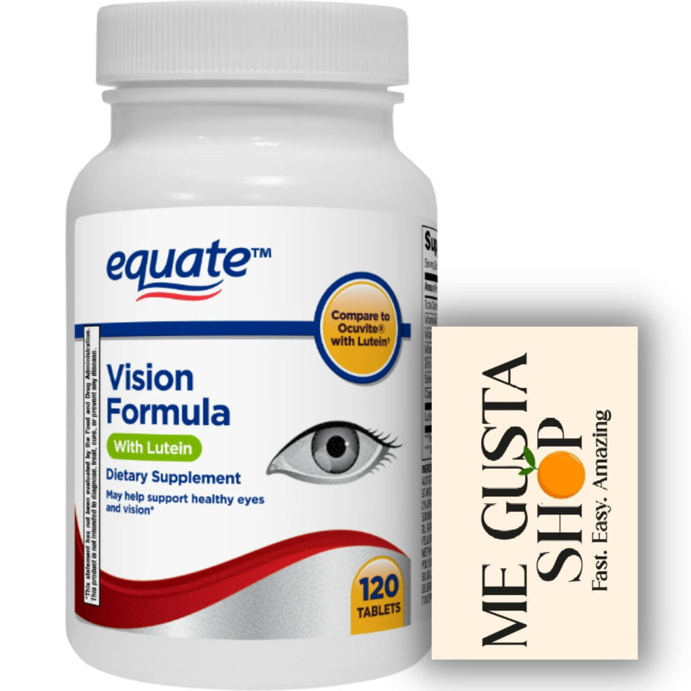 Me Gusta Shop Equate Vision bottle front with lutein tablets for daily eye support.