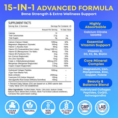 Meceilays calcium citrate gummies ingredient label with D3 K2 Mg and Zn
