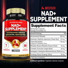 Mecisco NAD+ bottle front showcases a simple daily routine option.