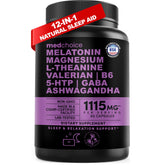 MEDCHOICE 12-in-1 melatonin bottle supports nightly rest.