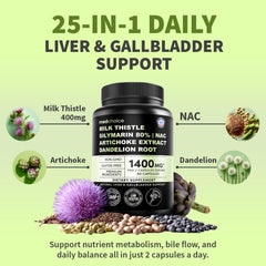 MEDCHOICE capsules close-up showing 400 mg milk thistle per serving.