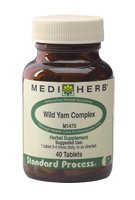 Medi Herb Wild Yam Complex bottle highlighting menopause support for mood balance.