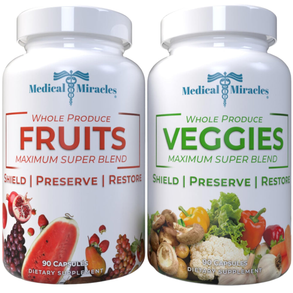 Medical Miracles fruit and vegetable capsules bottle for daily nutrition support