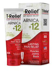 MediNatura T-Relief Arnica +12 Cream bottle highlighting natural actives for targeted relief