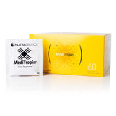 MediTropin orange effervescent sachet dissolves in water for a refreshing daily ritual.