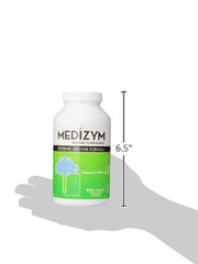 Medizym Naturally Vitamins bottle packaging; gluten- and dairy-free enzyme support on the go.