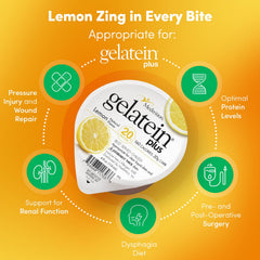 Medtrition ProSource Gelatein Plus Lemon label featuring lactose-free and gluten-free ingredients