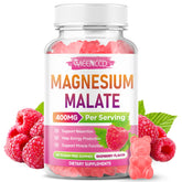 MEENCCD Magnesium Malate Gummies raspberry bottle for energy support and muscle health.