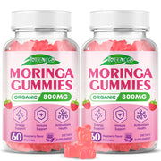 MEENCCD Moringa Gummies raspberry bottle showing plant-based energy potential