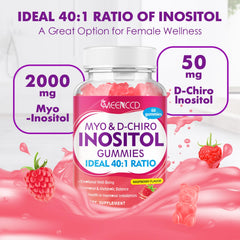 MEENCCD Myo-Inositol gummies label nutrition highlights the 40:1 ratio.