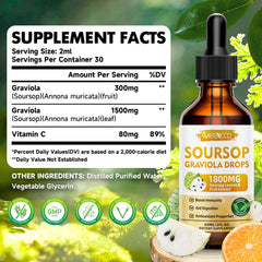 MEENCCD Soursop Drops bottle pour demonstrates easy, mess-free dosing.