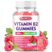 MEENCCD Vitamin B2 Gummies raspberry bottle for daily energy support.