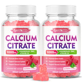 MEENCCD calcium citrate gummies raspberry bottle displaying high-absorption formula for daily use
