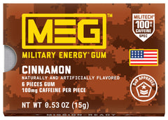 Close-up of MEG Cinnamon Energy Gum pieces delivering rapid energy when needed.