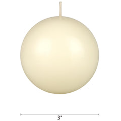Mega Candles ivory ball candle centerpiece enhances wedding decor with soft light.