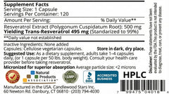 Purity label on Mega Resveratrol packaging at 99%.