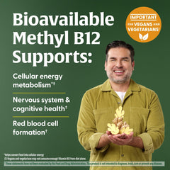 Nutrition panel for MegaFood B12 Energy Gummies shows organic, gluten-free ingredients.