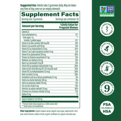 MegaFood Baby & Me 2 raspberry gummies close-up highlighting real fruit flavor.