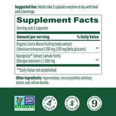 MegaFood Bacopa Monnieri bottle highlighting adaptogen for attention and memory support.