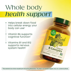 Close-up of MegaFood Balanced B Complex tablets for easy daily energy support
