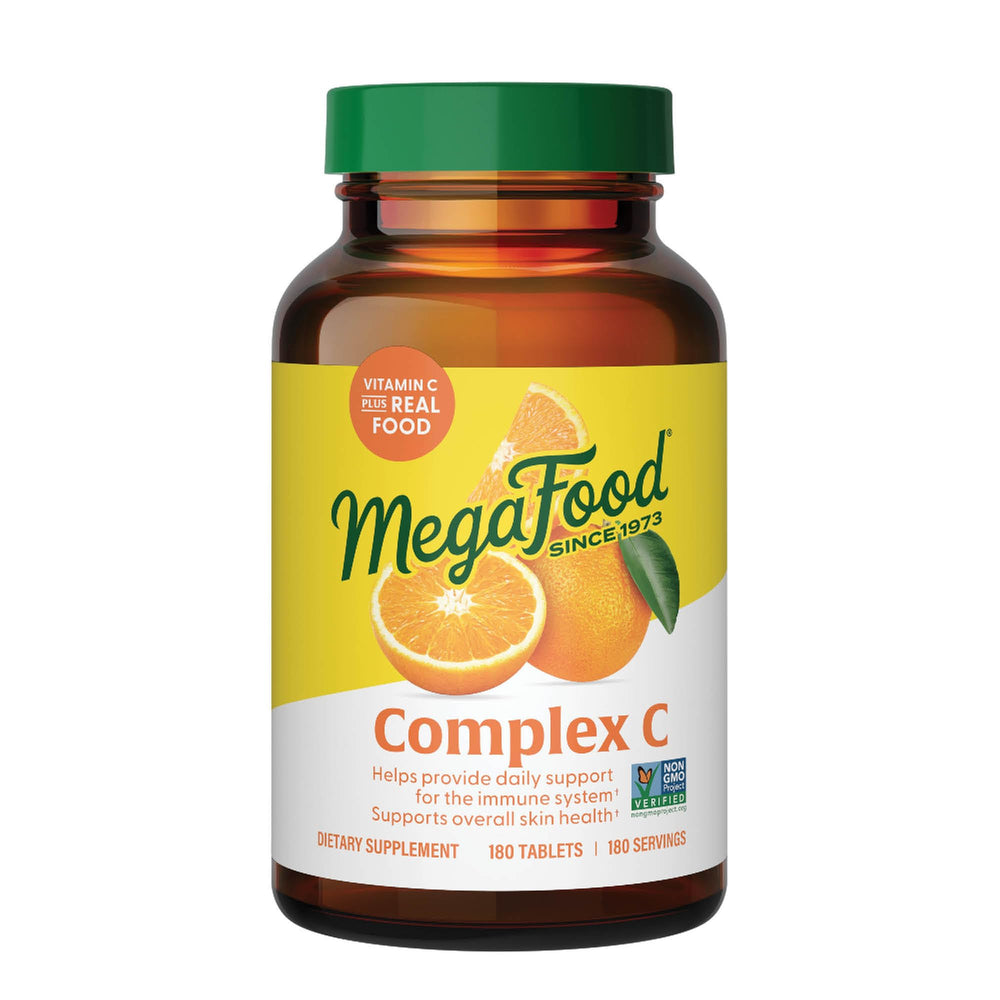 MegaFood Complex C bottle closeup for daily immune support.