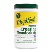 MegaFood creatine powder bottle showing unflavored formula for lean muscle support